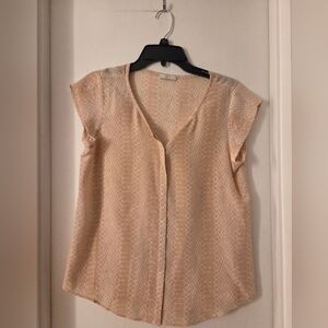 Joie Light Tan Blouse with Subtle Pattern